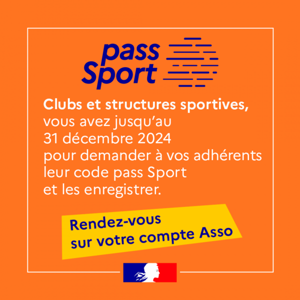 Pass sport 2024 - enregistreemnt compte avant le 31 décembre 2024